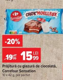 Prăjitură cu glazură de ciocolată, Carrefour Sensation
