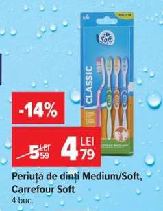 Periuță de dinți Medium/Soft, Carrefour Soft