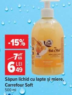 Săpun lichid cu lapte și miere, Carrefour Soft