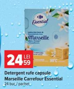 Detergent rufe capsule Marseille Carrefour Essential