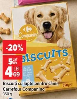 Biscuiți cu lapte pentru câini, Carrefour Companino
