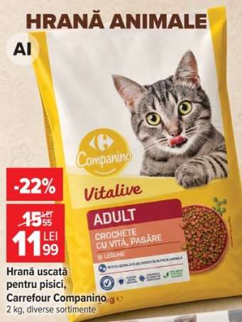 Hrană uscată pentru pisici Carrefour Companino