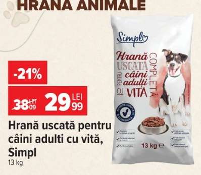 Hrană uscată pentru câini adulți cu vită Simpl