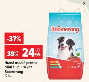 Hrană uscată pentru câini cu pui și vită, Boomerang