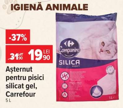 Așternut pentru pisici Silicat gel, Carrefour