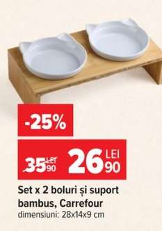 Set x 2 boluri și suport bambus, Carrefour