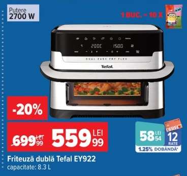 Friteuză dublă Tefal EY922