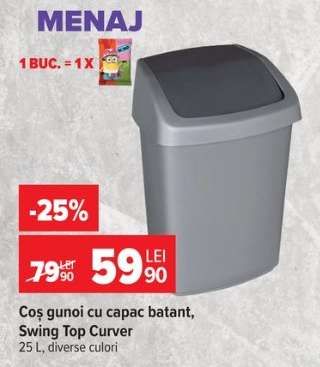 Coș gunoi cu capac batant, Swing Top Curver