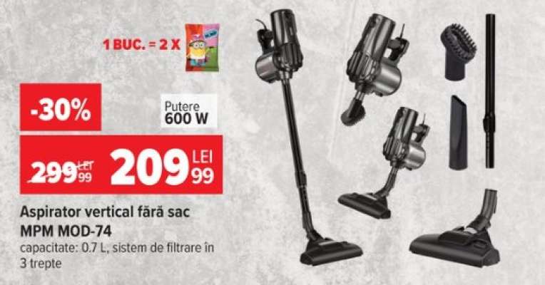 Aspirator vertical fără sac MPM MOD-74