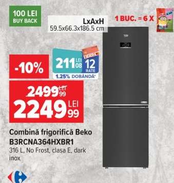 Combină frigorifică Beko B3RCNA364HXBR1