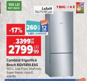 Combină frigorifică Bosch KGV58VLEAS