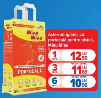 Așternut igienic cu portocală pentru pisică Miau Miau