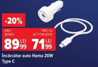 Încărcător auto Hama 20W Type C