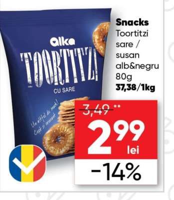 Snacks Toortitzi sare / susan alb&negru 80g