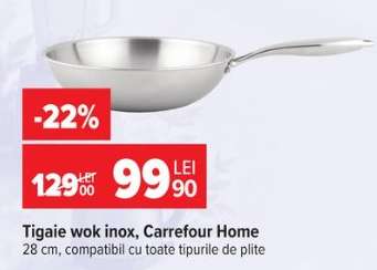 Tigaie wok inox, Carrefour Home