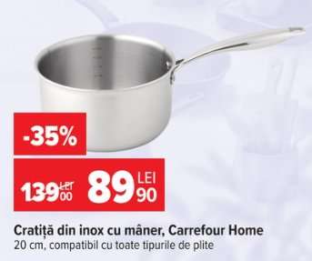 Cratiță din inox cu mâner, Carrefour Home