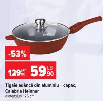 Tigaie adâncă din aluminiu + capac, Calabria Heinner
