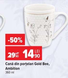 Cană din porțelan Gold Bee, Ambition