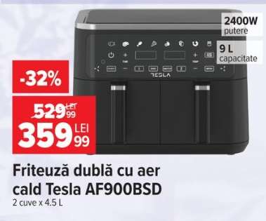 Friteuză dublă cu aer cald Tesla AF900BSD