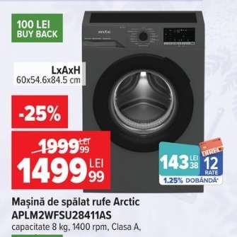 Mașină de spălat rufe Arctic APLM2WFSU28411AS
