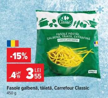 Fasole galbenă tăiată Carrefour Classic