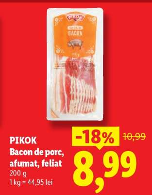 PIKOK Bacon de porc, afumat, feliat