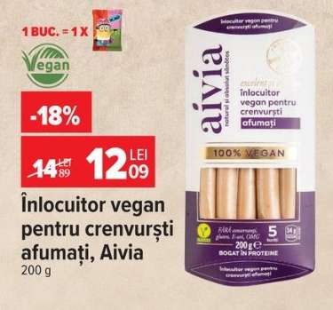 Înlocuitor vegan pentru crenvurști afumați, Aivia