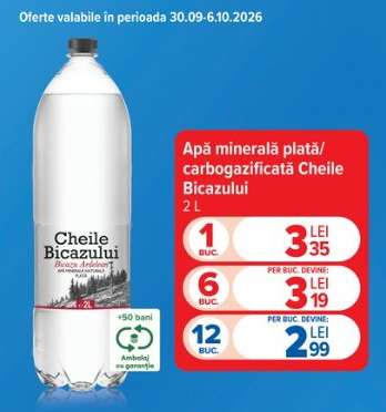Apă minerală plată/carbogazificată Cheile Bicazului 2L
