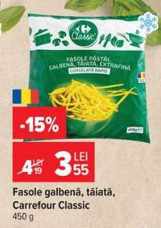 Fasole galbenă tăiată Carrefour Classic