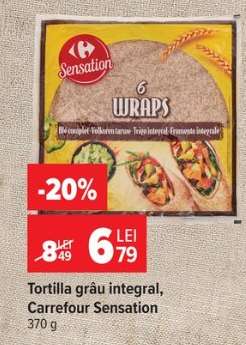Tortilla grâu integral, Carrefour Sensation