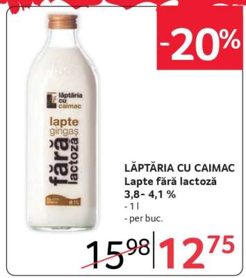 LĂPTĂRIA CU CAIMAC Lapte fără lactoză 3,8-4,1%