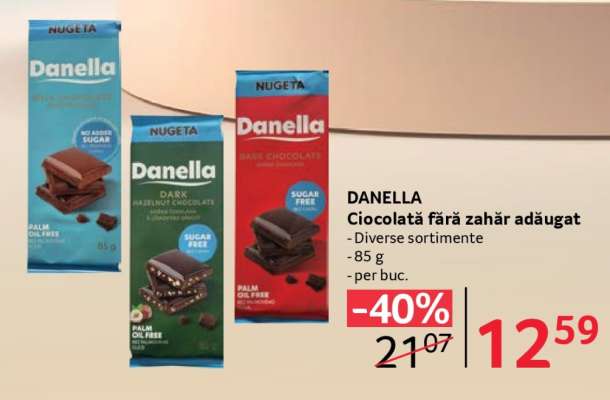 DANELLA Ciocolată fără zahăr adăugat