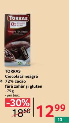 TORRAS Ciocolată neagră 72% cacao