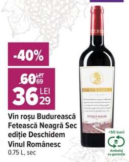 Vin roșu Budureasca Fetească Neagră Sec ediție Deschidem Vinul Românesc