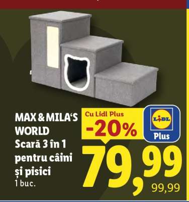 MAX & MILA'S WORLD Scară 3 în 1 pentru câini și pisici
