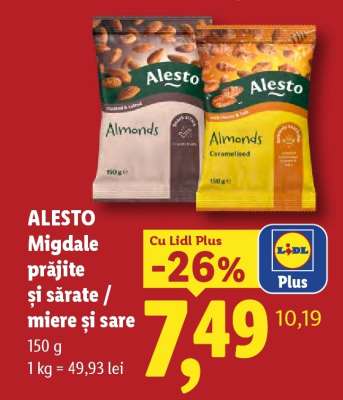 Alesto Migdale prăjite și sărate / miere și sare