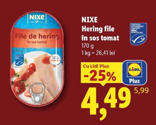 NIXE Hering file în sos tomat