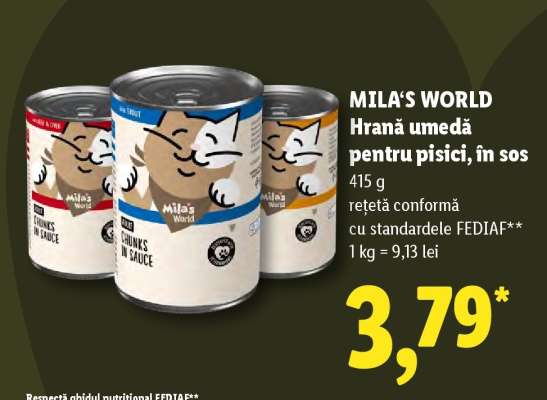 MILA’S WORLD Hrană umedă pentru pisici, în sos