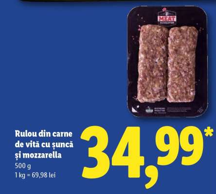 Rulou din carne de vită cu șuncă și mozzarella