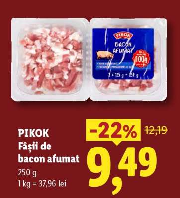 PIKOK Fâșii de bacon afumat