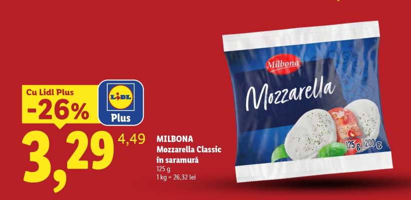MILBONA Mozzarella Classic în saramură