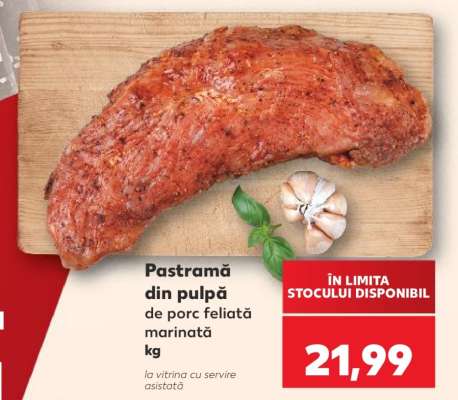 Pastramă din pulpă de porc feliată marinată