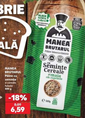 MANEA BRUTARUL Pâine cu semințe și cereale feliate 500 g