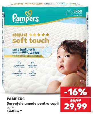 PAMPERS Şerveţele umede pentru copii aqua