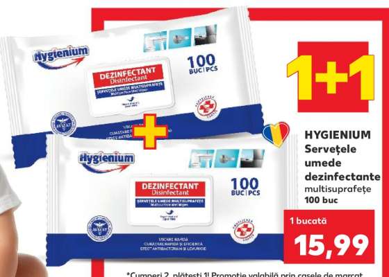 HYGIENIUM Servețele umede dezinfectante multisuprafețe 100 buc
