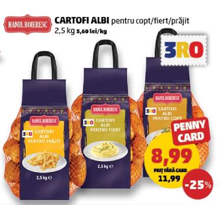 Cartofi Albi pentru Copt/Fiert/Prajit