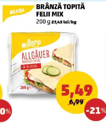 Brânză Topită Felii Mix