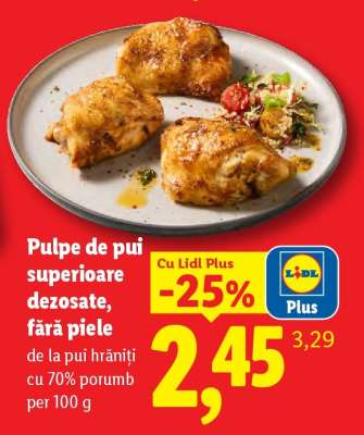 Pulpe de pui superioare dezosate fără piele