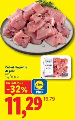 Cuburi din pulpă de porc