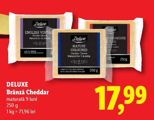 DELUXE Brânză Cheddar
